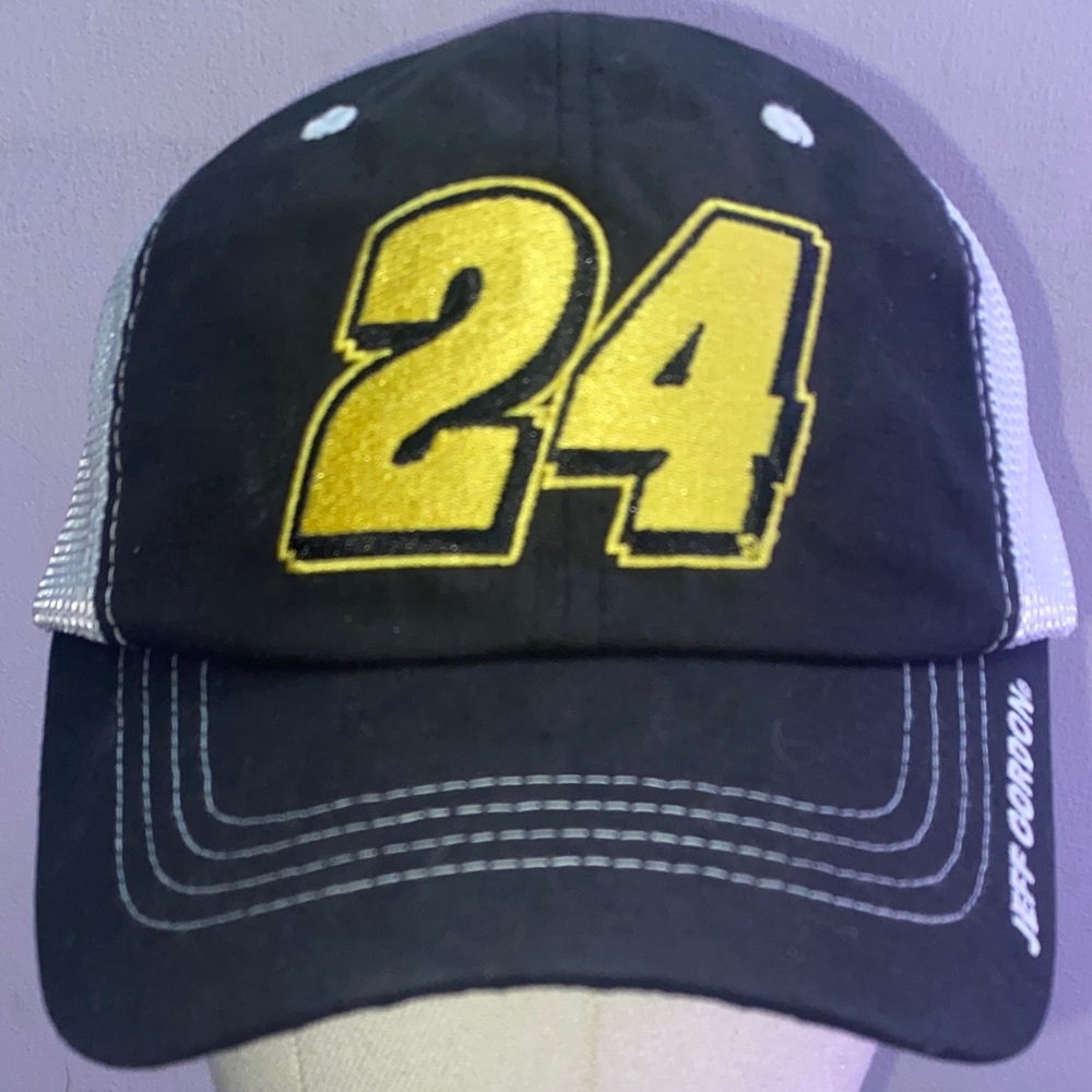 Nascar Adjustable Trucker Hat Black White